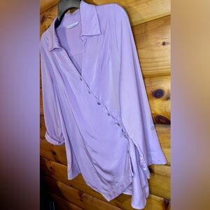 Soft Surroundings Cannes Tencel Pink Asymmetrical Wrap Tunic Top